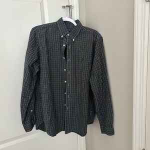 Ralph Lauren Men’s Black and White Checked Button-Up Shirt - Size Large
